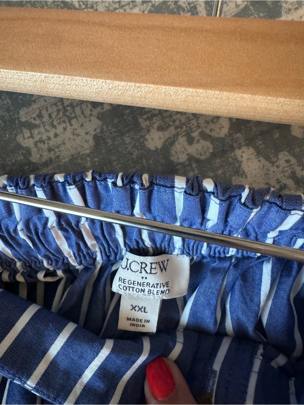 J. Crew Navy and White Striped Button-Front Midi Skirt - Picture 2 of 2